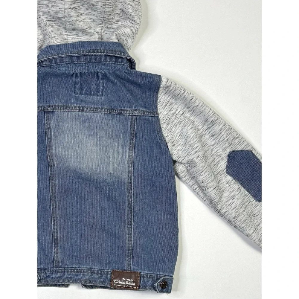 MaCam Hooded Denim Jacket Kids Boys 120 Zipper Button Casual